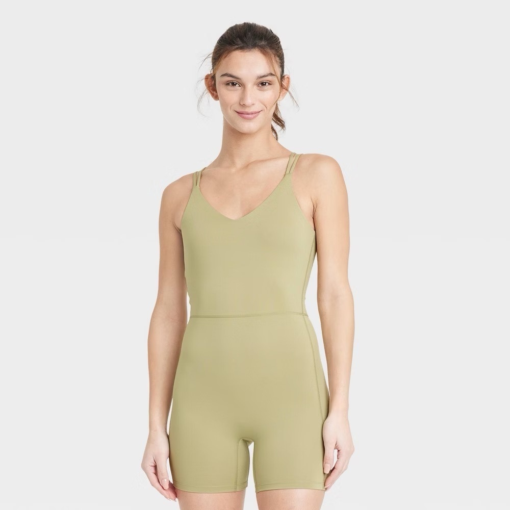 All In Motion Olive Green Short Bodysuit Romper NWT Women’s M